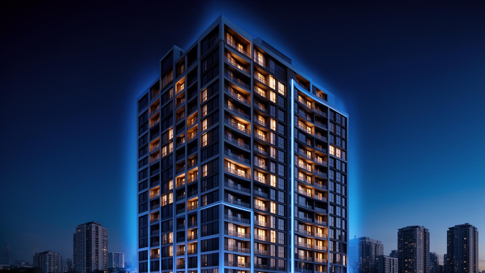 Premium property building at dusk