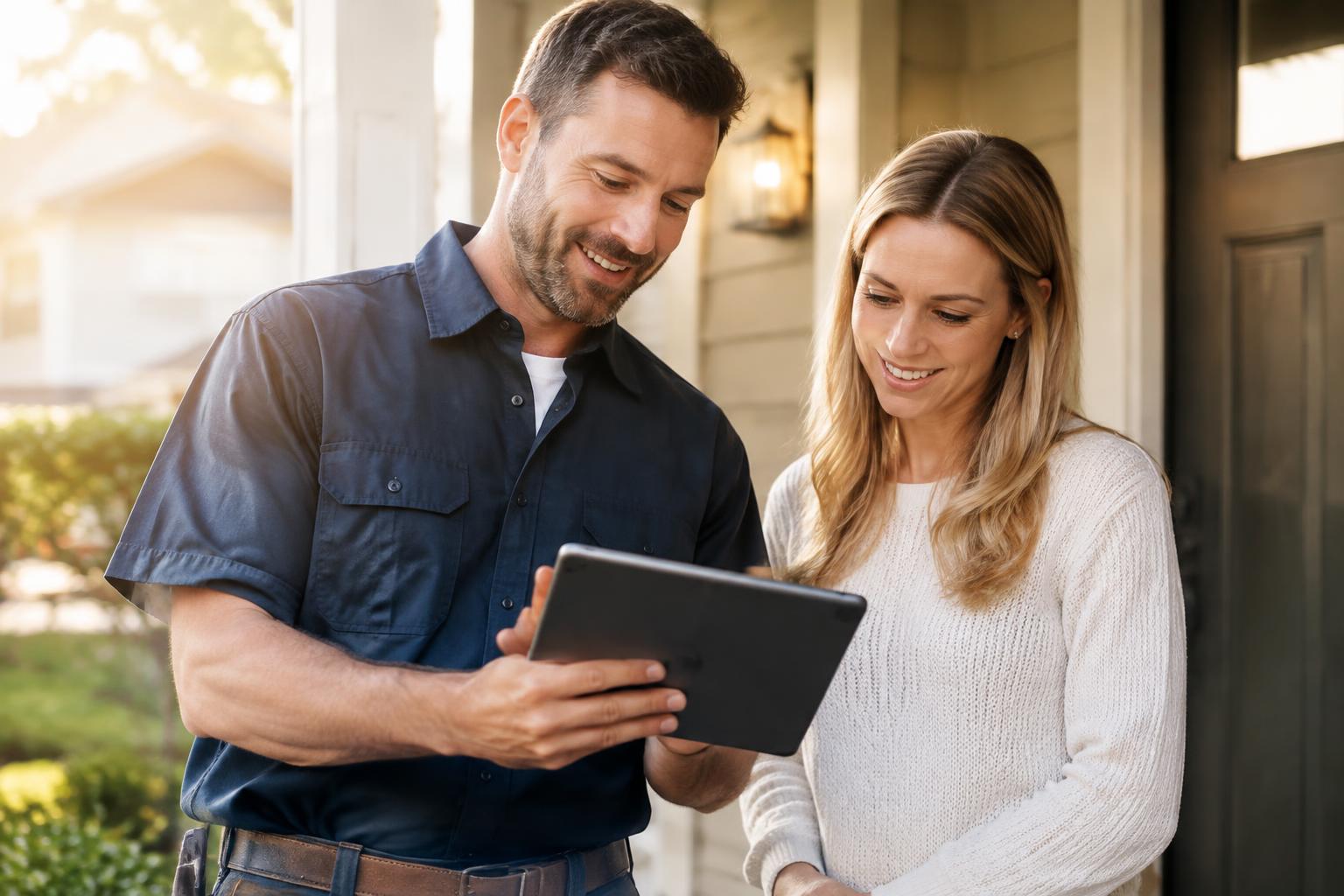 A homeowner connecting with a local service professional through PrimeTurn